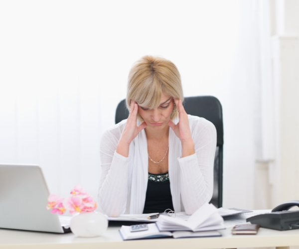 woman stressed at work